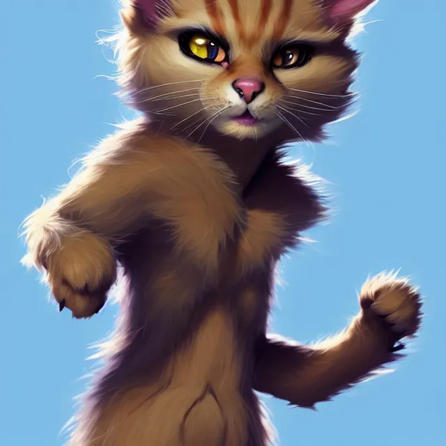 Image similar to character concept art of a young male anthropomorphic furry cat | | cute - fine - face, pretty face, key visual, realistic shaded perfect face, fine details by stanley artgerm lau, wlop, rossdraws, james jean, andrei riabovitchev, marc simonetti, and sakimichan, trending on artstation