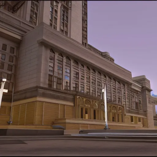 Image similar to art deco city hall,3d render,unreal engine