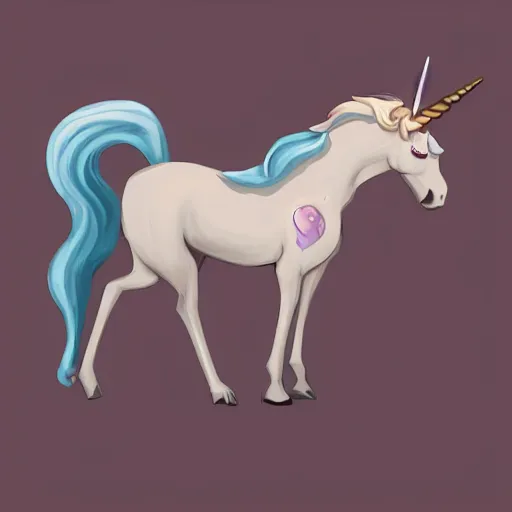 Prompt: a tiny evil pet unicorn, fantasy art