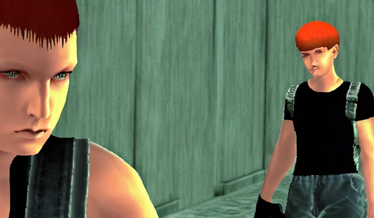 Image similar to Yung Lean in a cutscene from Perfect Dark, 2000, screenshot