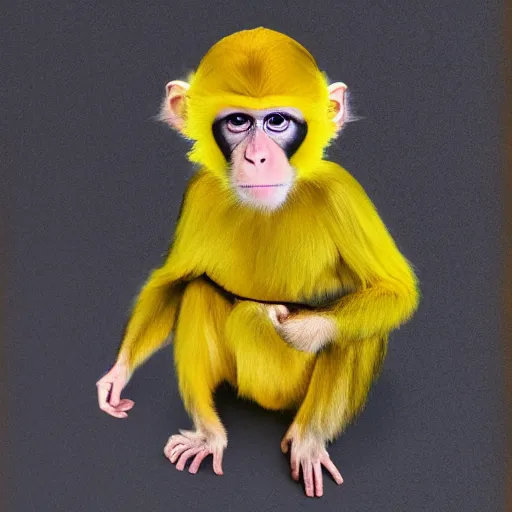 Image similar to a monkey wearing a yellow kimono, 8 k