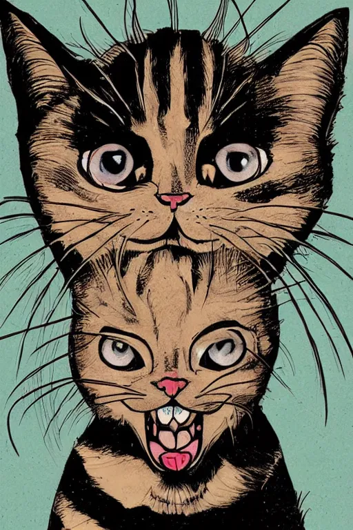 Image similar to Portrait of an evil kitty, comic book