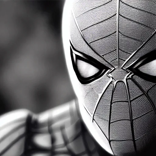 Prompt: SpiderMan in 300 movie, incredibly detailed, photorealistic, black and white, cinematic lighting, trending on artstation, 4k, hyperrealistic