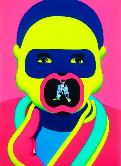 Image similar to person wearing a balaclava by shusei nagaoka, kaws, david rudnick, airbrush on canvas, pastell colours, cell shaded, 8 k