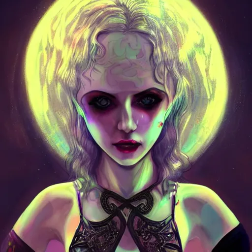 Prompt: terence mckenna as kerli koiv animel goth girl in mini skirt and crop top intricate, extremely detailed, artstation, 8 k, sensual lighting, incredible art, wlop, artgerm