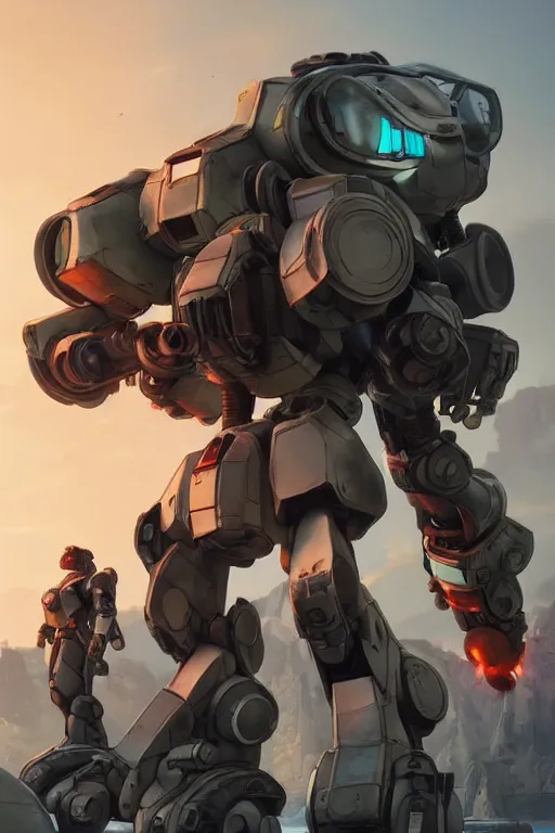 Image similar to mechwarrior 5 : mercenaries mech megaman transformer robot boss tank engine game octane render, 4 k, hd 2 0 2 2 3 d cgi rtx hdr style chrome reflexion glow fanart jesper ejsing, by rhads, makoto shinkai borderlands and by feng zhu rossdraws artstation by digital cinematic pixar and disney unreal zbrush central hardmesh