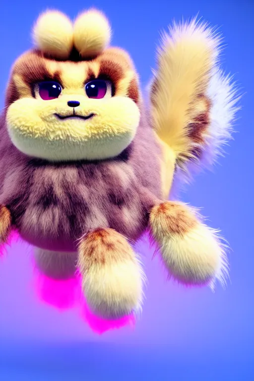 Image similar to high quality 3 d render hyperrealist very cute multipastel dotted fluffy! tarantula cat hybrid with detailed fluffy wings!!, vray smooth, in the style of detective pikachu, hannah yata charlie immer, dramatic blue light, low angle, uhd 8 k, sharp focus