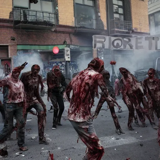 Image similar to zombie riot in the streets