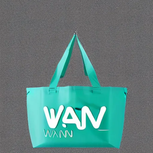 Image similar to logotype design for disposable plastic bag company called wang that represents high quality and efficiency, vector and 3 d, modern, fresh cool colors, trending on behance