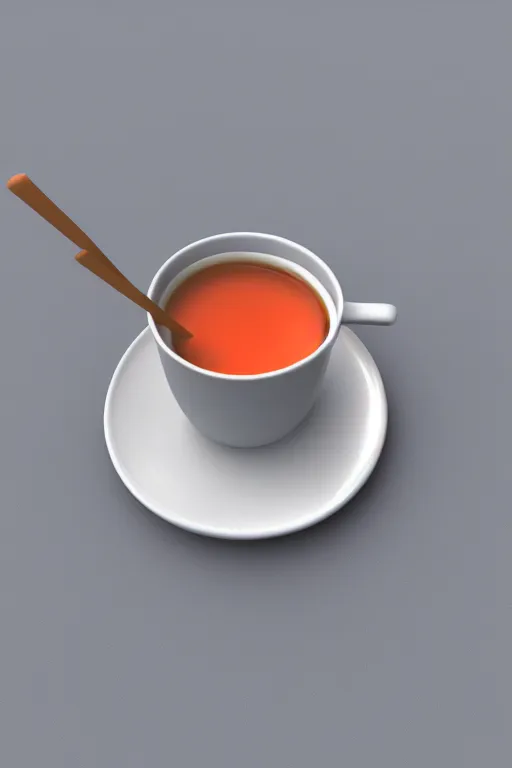 Prompt: spoon inside a cup of tea non realistic render blender 3 d