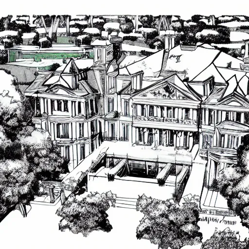 Image similar to aerial view of the x - mansion, by jim lee