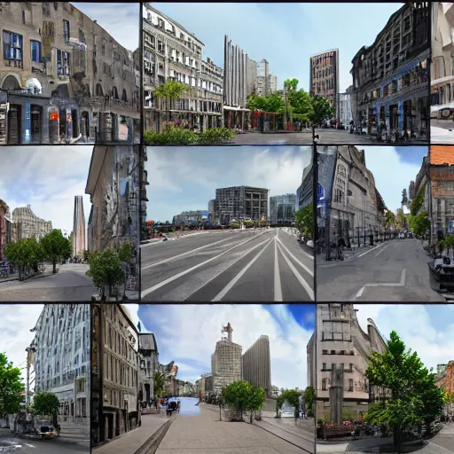 Prompt: city street view in 5 dimensions