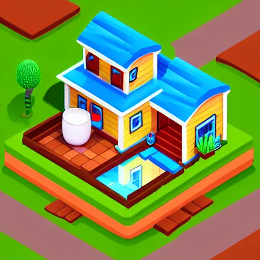 Image similar to Isometric 3D Fantasy Cute House