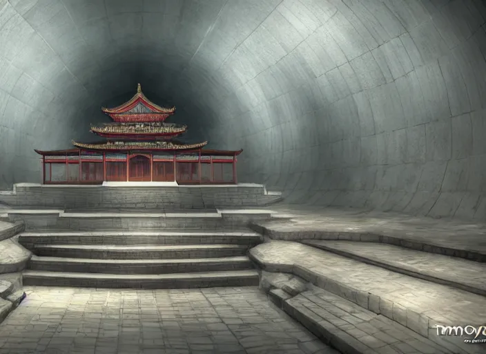 Prompt: the interior of mao's tomb, anime fantasy illustration by tomoyuki yamasaki, kyoto studio, madhouse, ufotable, square enix, cinematic lighting, trending on artstation