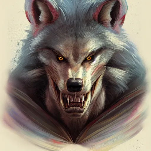 Prompt: realistic, full body portrait, cartoonish big bad wolf, by Jordan Grimmer and greg rutkowski, crisp lines and color,