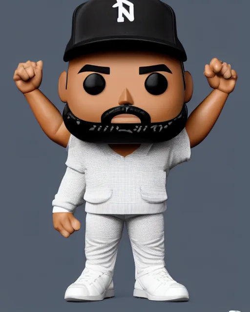 Image similar to full body 3 d render of big pun as a funko pop, studio lighting, white background, blender, trending on artstation, 8 k, highly detailed