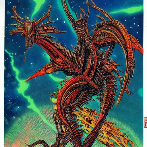 Image similar to alien space dragon by philippe druillet