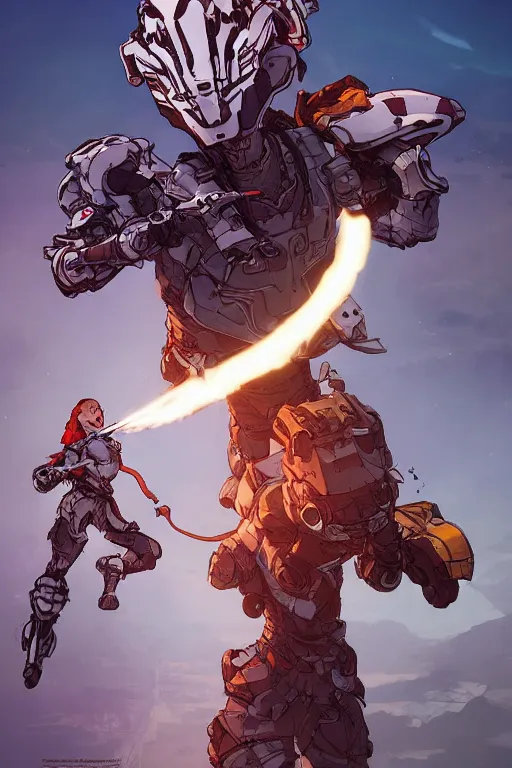 Image similar to combination suit armor aloy horizon forbidden west horizon zero dawn robot ninja mask helmet backpack tribal, art gta 5 comics, official fanart behance hd artstation by jesper ejsing, by rhads, makoto shinkai and lois van baarle, ilya kuvshinov, ossdraws radiating a glowing aura cgi rtx 2 0 2 2