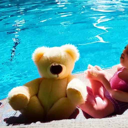 Image similar to teddy bears playing in the pool