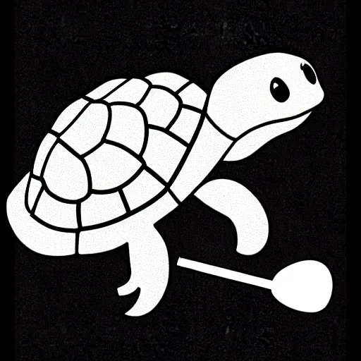 Image similar to storybook illustration of a turtle smoking a cigarette, storybook illustration, monochromatic, black and white