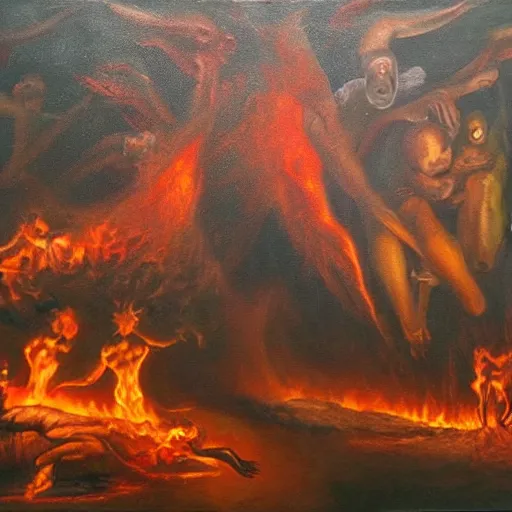 Image similar to oil in canvas of hell