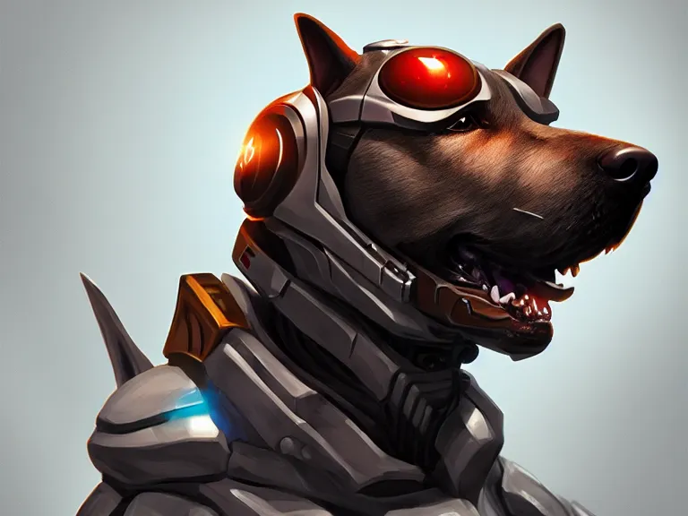 Image similar to cyborg dog, furry art, furaffinity, extremely detailed, digital painting, artstation, concept art, smooth, sharp focus, illustration, trending