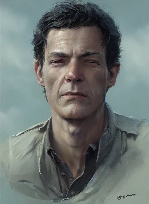 Image similar to a portrait of sam vimes, beautiful painting with highly detailed face by greg rutkowski and magali villanueve