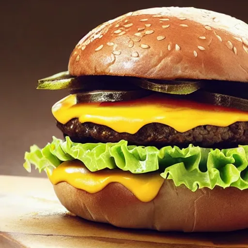 Prompt: a picture perfect hamburger, realistic,