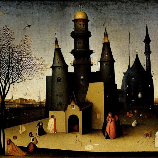 Image similar to black mosque by hieronymus bosch