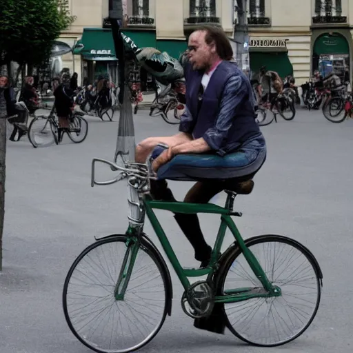 Prompt: cthulhu riding a bike in paris