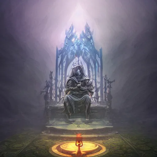 Prompt: A digital intricate illustration concept art of grim reaper god sitting on giant majestic throne inspired art by Renato muccillo and Andreas Rocha and Johanna Rupprecht + dofus colors, wakfu colors + symmetry + natural volumetric lighting, realistic 4k octane beautifully detailed render, 4k post-processing, intricate complexity, epic composition, magical atmosphere, highly detailed, cinematic lighting + masterpiece, trending on artstation + symmetry
