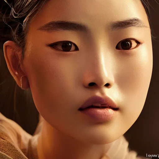 Prompt: portrait of a stunningly beautiful asian female robot , depth of field, zeiss lens, detailed, symmetrical, centered, fashion photoshoot, by Annie Leibovitz and Steve McCurry, David Lazar, Jimmy Nelsson, Breathtaking, 8k resolution, extremely detailed, beautiful, establishing shot, artistic, hyperrealistic, beautiful face, octane render