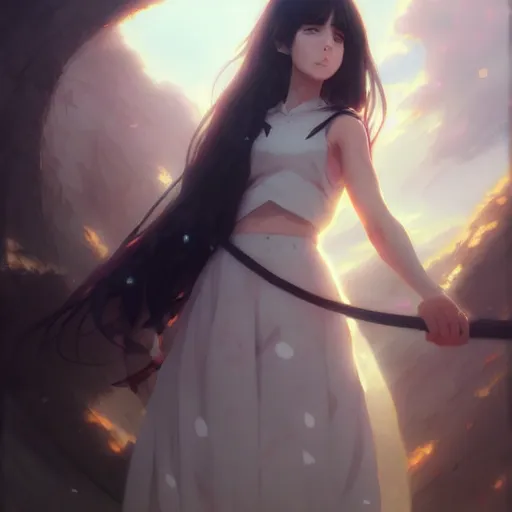 Image similar to jennifer connelly as a beautiful anime girl by wlop and greg rutkowski