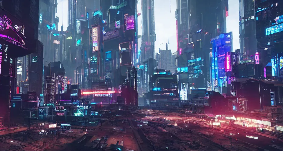 Prompt: a cyberpunk city, rich contrast, realistic, Cryengine 8k UHD