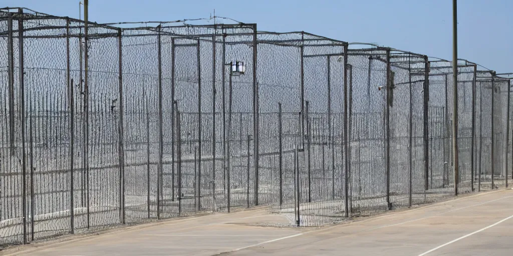 Image similar to cages at guantanamo bay prison, no army