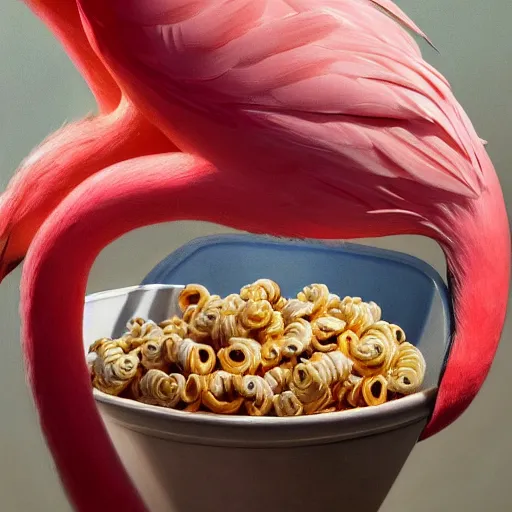 Prompt: a flamingo as a bowl of cereal, detailed, centered, digital painting, artstation, concept art, donato giancola, joseph christian leyendecker, wlop, boris vallejo, breathtaking, 8 k resolution, extremely detailed, beautiful, establishing shot, artistic, hyperrealistic, beautiful face, octane render, cinematic lighting, dramatic lighting, masterpiece