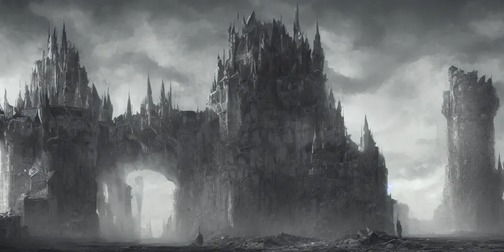 Prompt: a giant castle crumbling into dust, concept art, digital illustration, trending on artstation, deviantart, artgerm, epic composition, masterpiece, highly detailed, advanced technique, ambient lighting, wlop, ross draws