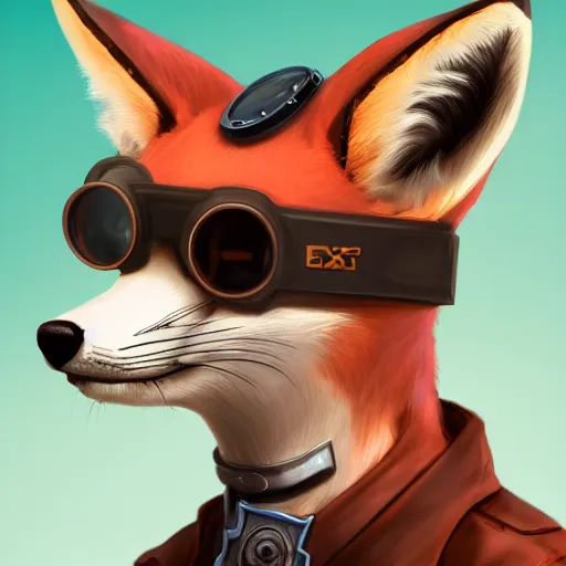 Prompt: a profile picture of a fox with steampunk googles, by ROSS tran, 4k