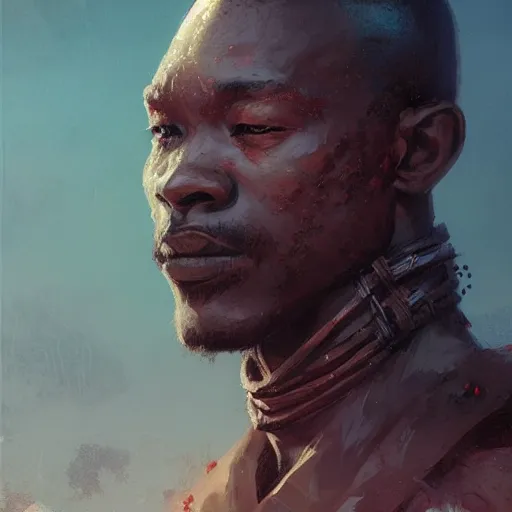 Image similar to A portrait of an african man, samurai, fantasy art, art by greg rutkowski, matte painting, trending on artstation