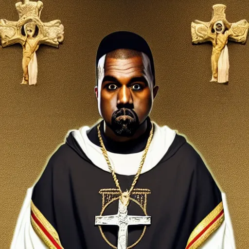 Image similar to kanye west as a medieval pope