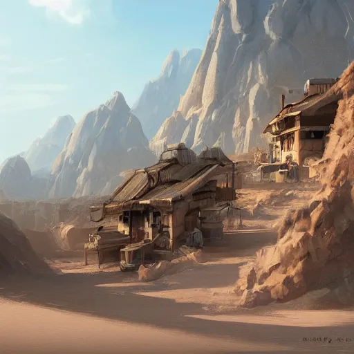 Image similar to a desert village, artstation, cgsociety