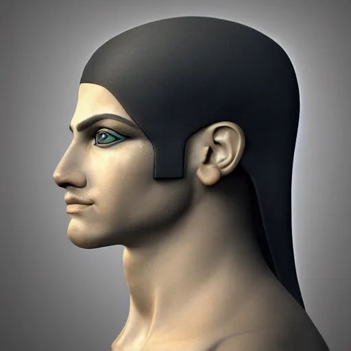 Prompt: detailed portrait of aloof handsome ancient egyptian prince, 4 k, cgsociety, beautiful gazing eyes, symmetrical face