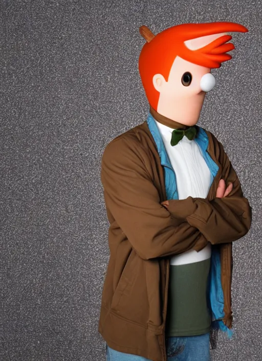 Prompt: portrait photo still of real life philip j fry from futurama, 8 k, 8 5 mm, f. 1 4