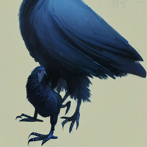 Image similar to concept art painting of an anthropomorphic albino raven wearing dark blue robes, in the deep forest, realistic, detailed, cel shaded, in the style of makoto shinkai and greg rutkowski and james gurney