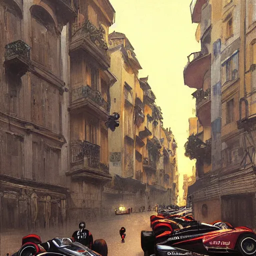 Image similar to a beautiful picture of a car race in the streets of monaco by greg rutkowski and theophile - alexandre steinlen trending on artstation