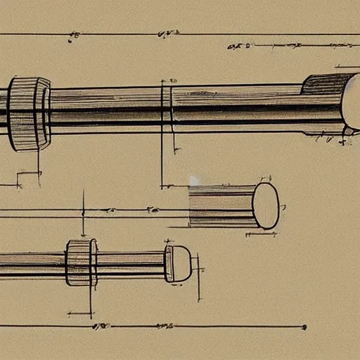 Prompt: technical drawing of a lightsaber from Leonardo da Vinci