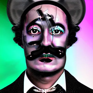 Image similar to portrait of a uncanny artist by Chor Boogie and Salvador Dali collaboration, digital art, mix of aesthetics, close up, high details