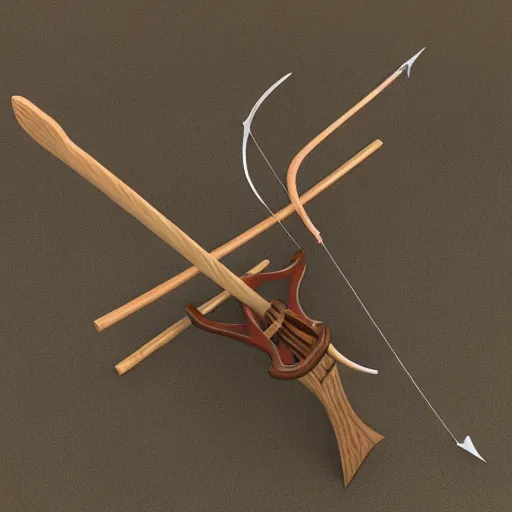 Image similar to complex 3 d model of a medieval bow and arrow