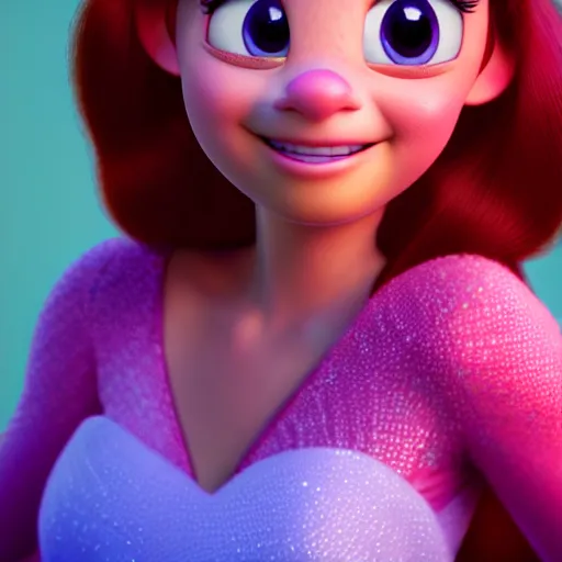 Image similar to portrait of a disney princess, pixar style , beautiful , cute , 3d render , octane render , 4k , HD
