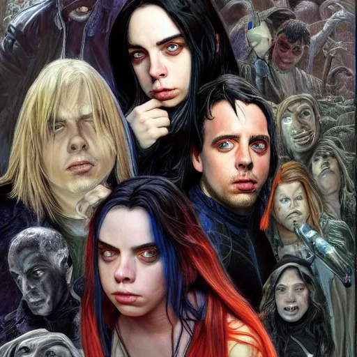 Prompt: Billie Eilish, by Chris Moore, by Mark Brooks, by Donato Giancola, by Victor Nizovtsev, by Rafael Albuquerque